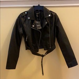 Cropped Faux Leather Jacket